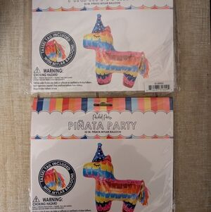 NIP! Pack Of Two Packed Party 'Pinata Party' 32"H Mylar Balloon With Tassels